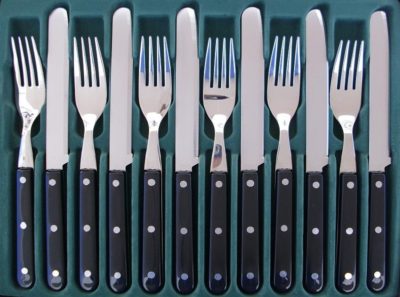 12-tlg. Frühstücks-/Abendbrot-Besteck, Glatt, SCHWARZ