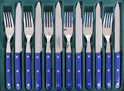 12-tlg. Steak-Besteck, Welle, BLAU
