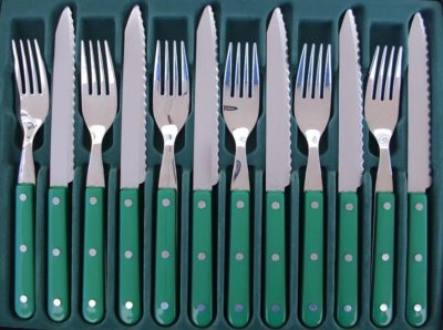 12-tlg. Steak-Besteck, Welle, GRÜN
