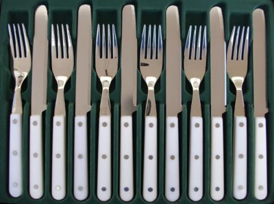 12-tlg. Frühstücks-/Abendbrot-Besteck, Glatt, WEISS